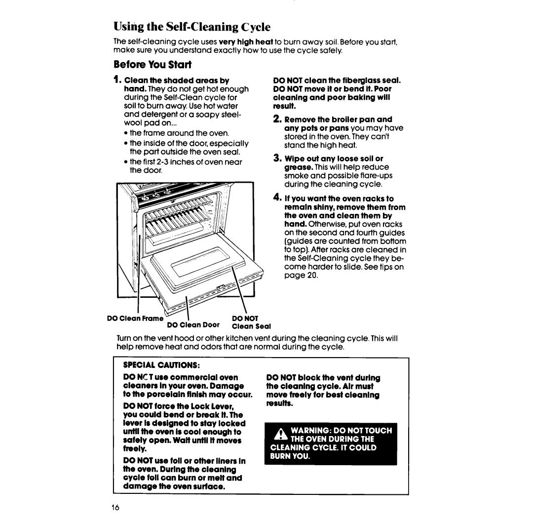 Whirlpool SF395PEP manual Usirig the Self-Cleaning Cycle, Before You Start 