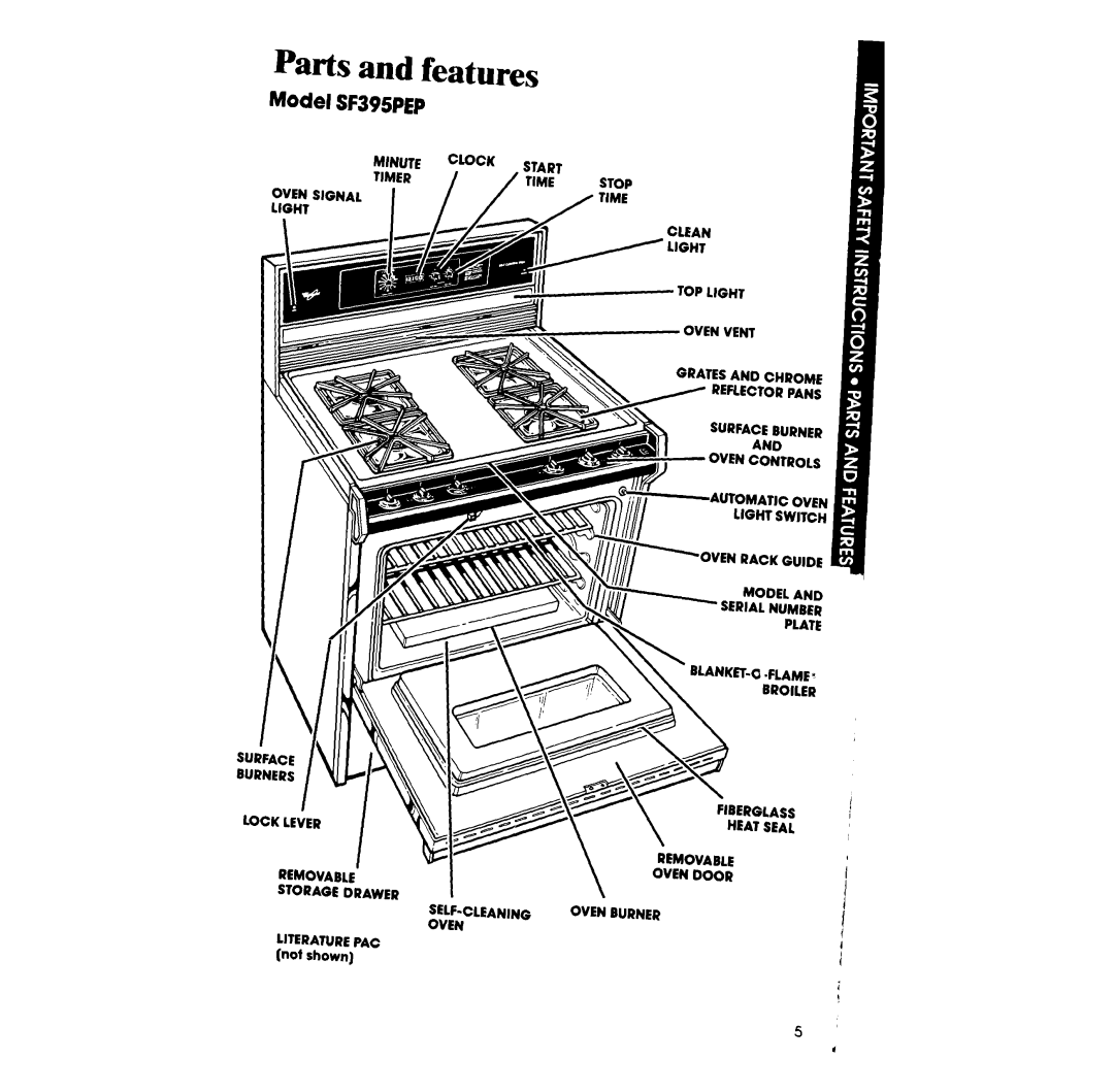 Whirlpool manual Parts and fwwresn-L, ModelSF395PEP 