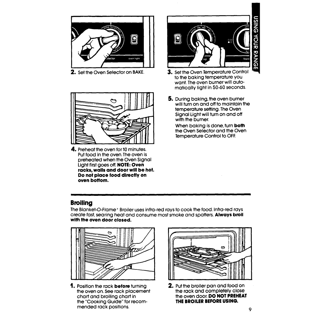 Whirlpool SF395PEP manual Broiling 