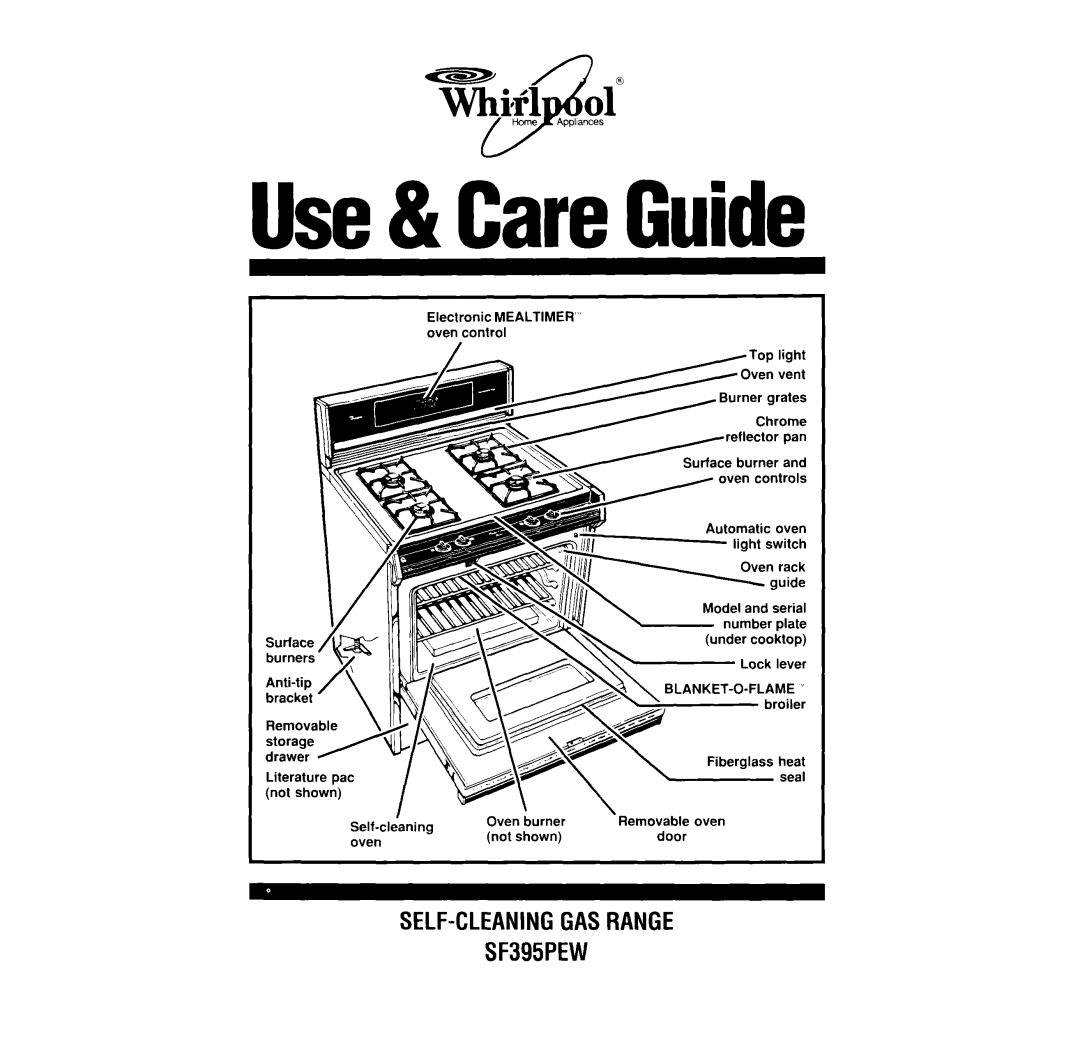 Whirlpool manual SELF-CLEANINGGASRANGE SF395PEW, Use& CareGuide 