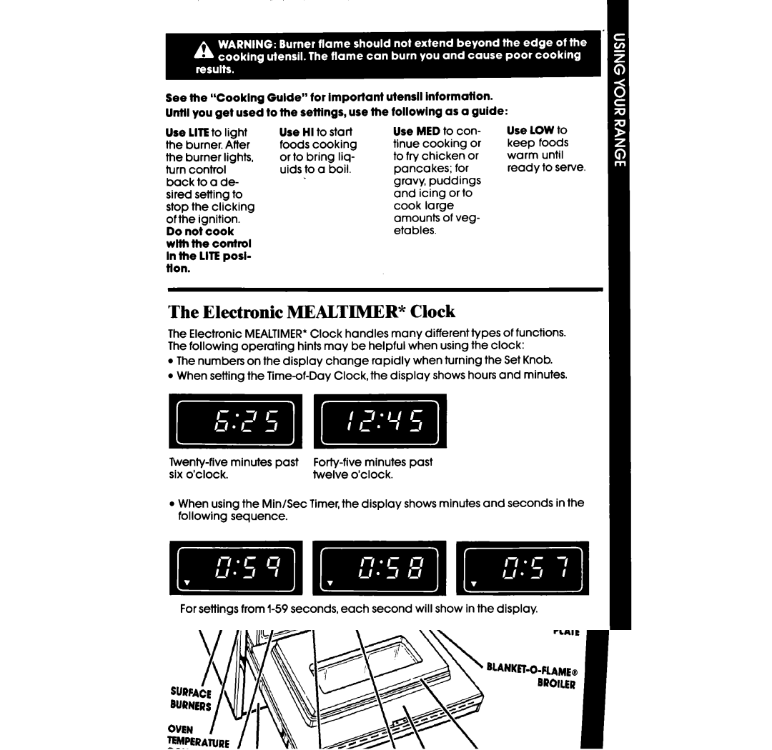 Whirlpool SF396PEP manual Electronic MEALTIMER* Clock 