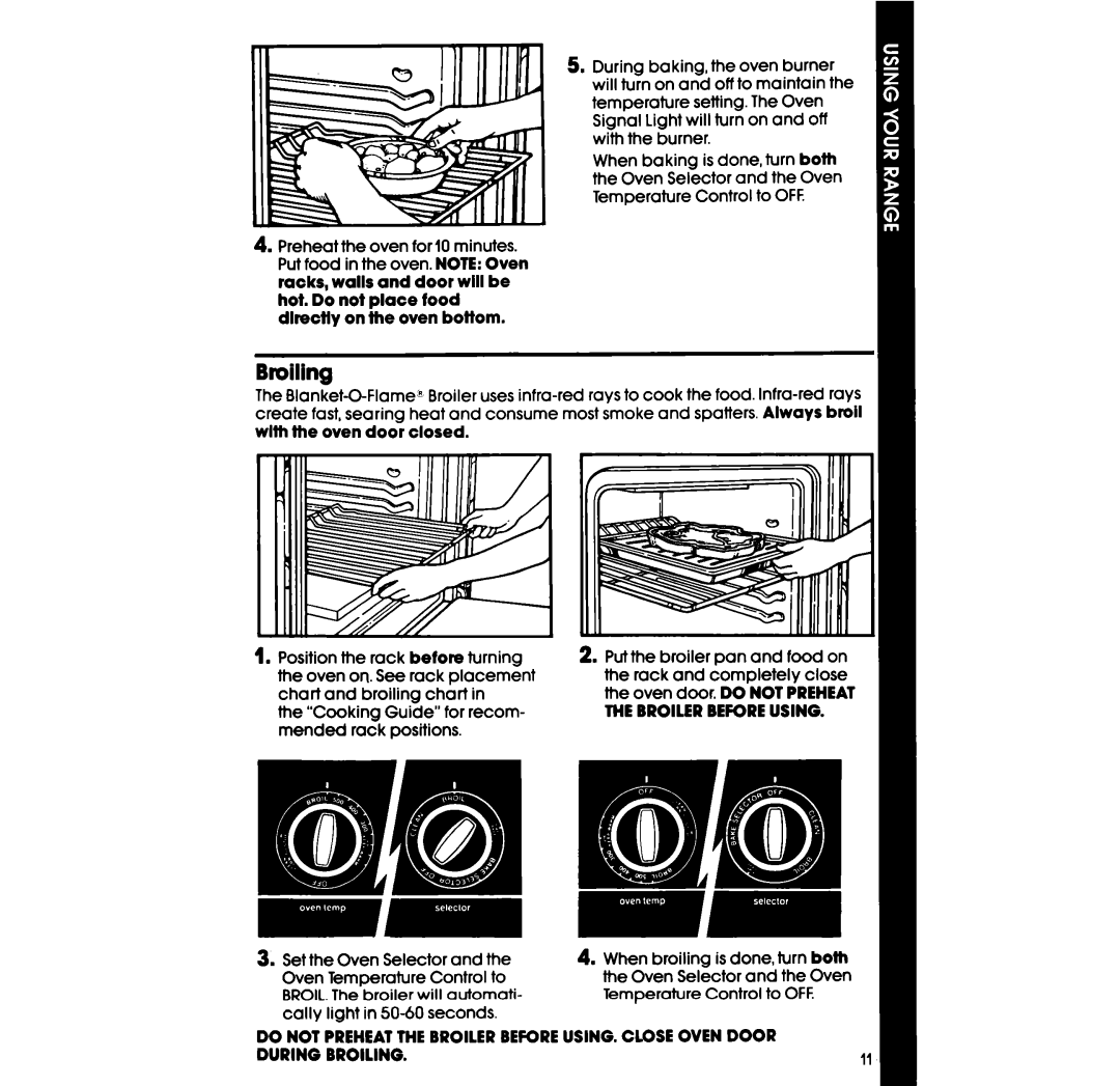 Whirlpool SF396PEP manual Broiling 