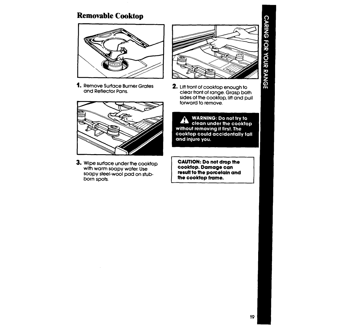 Whirlpool SF396PEP manual Removable Cooktop I 