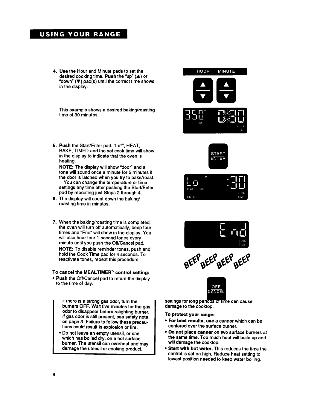 Whirlpool SF397PEY, SF387PEY manual Method Z-Using Stop Time, Display will count down the baking/ roasting time in minutes 