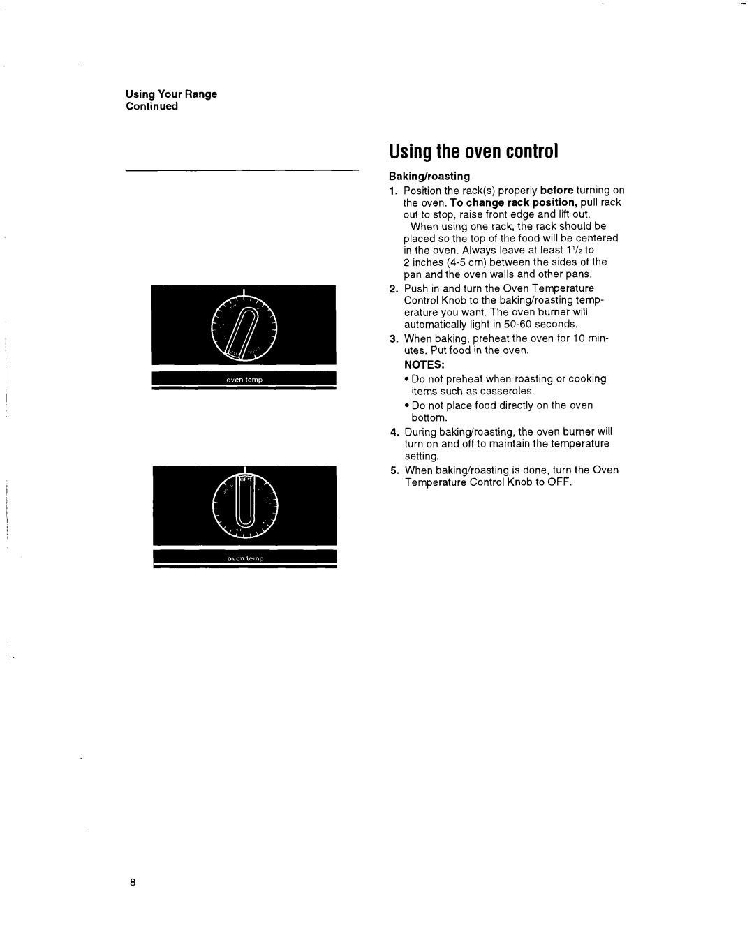 Whirlpool SF514OEY manual Using the oven control 