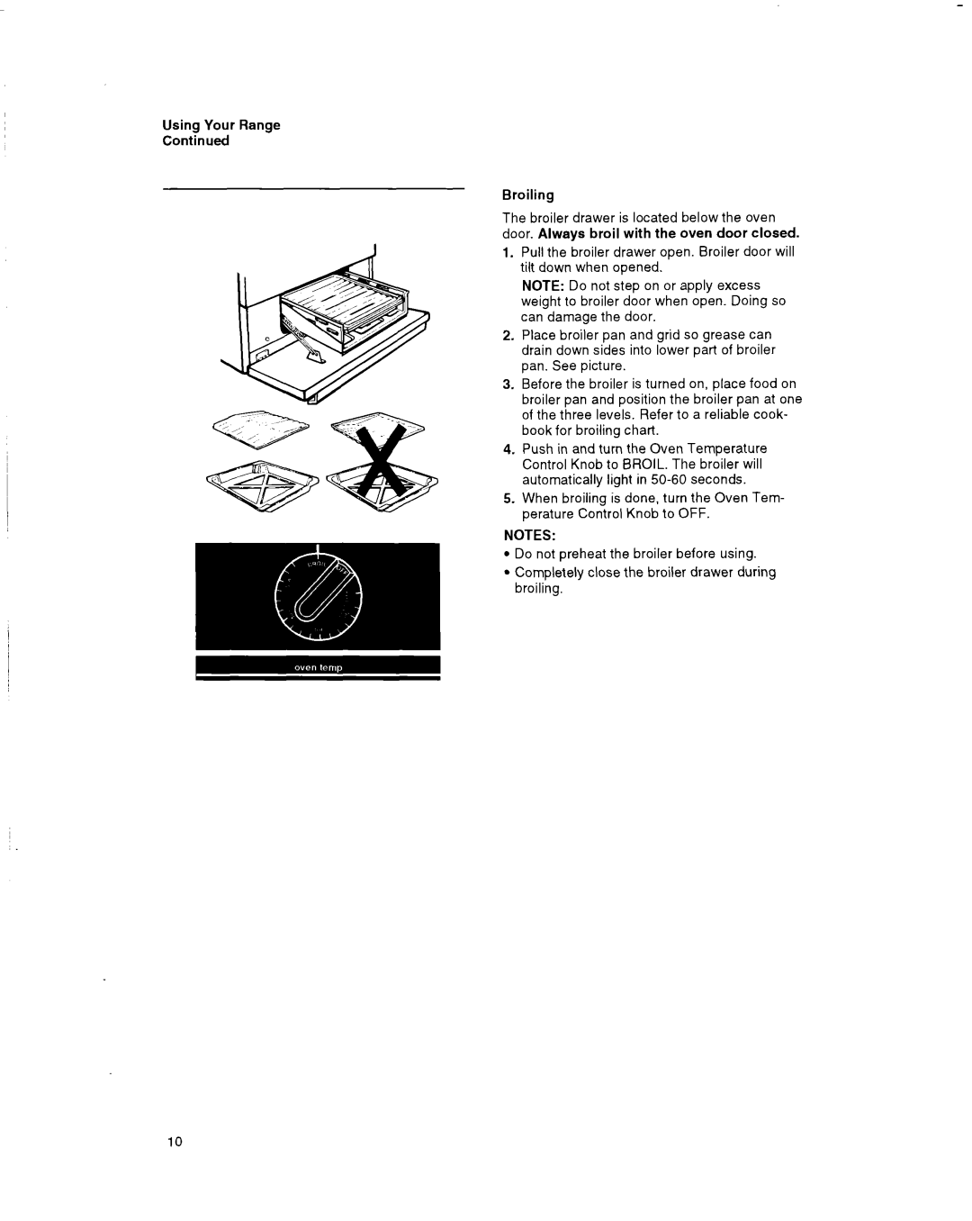 Whirlpool SF514OEY manual Using Your Range Continued Broiling 