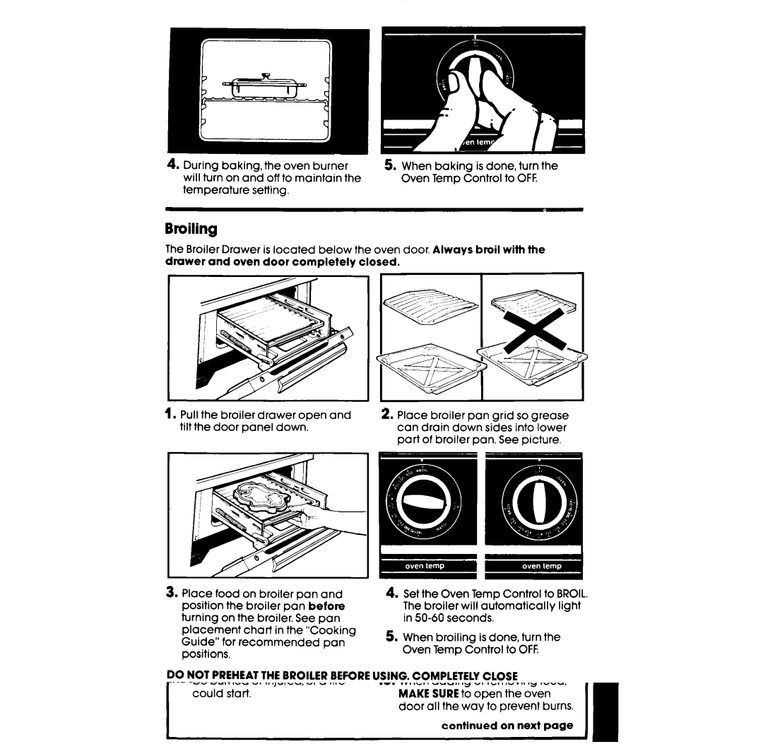 Whirlpool SFOlOESR/ER manual Broiling 