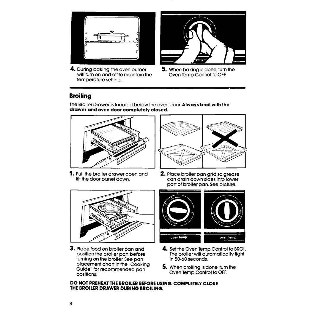 Whirlpool SFOlOESR/ER manual Broiling 