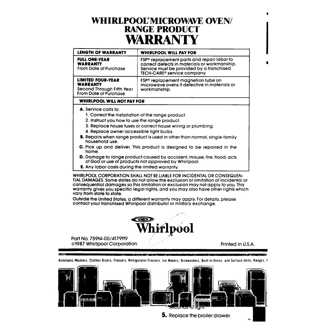 Whirlpool SFOlOOSR/ER manual ‘,y ~~1~01 