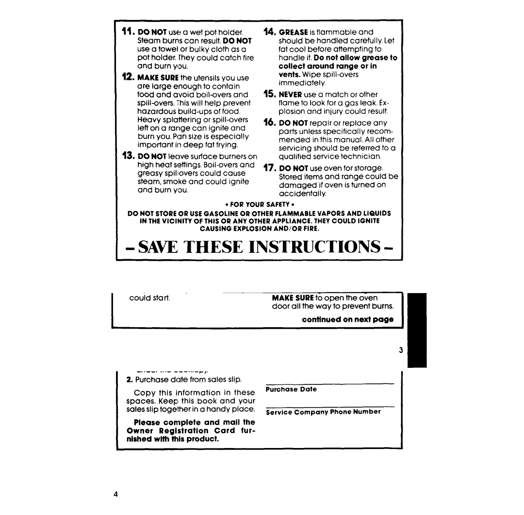 Whirlpool SFOlOOSR/ER manual SAW These Instructions, Copy your Model and Serial Numbers here 