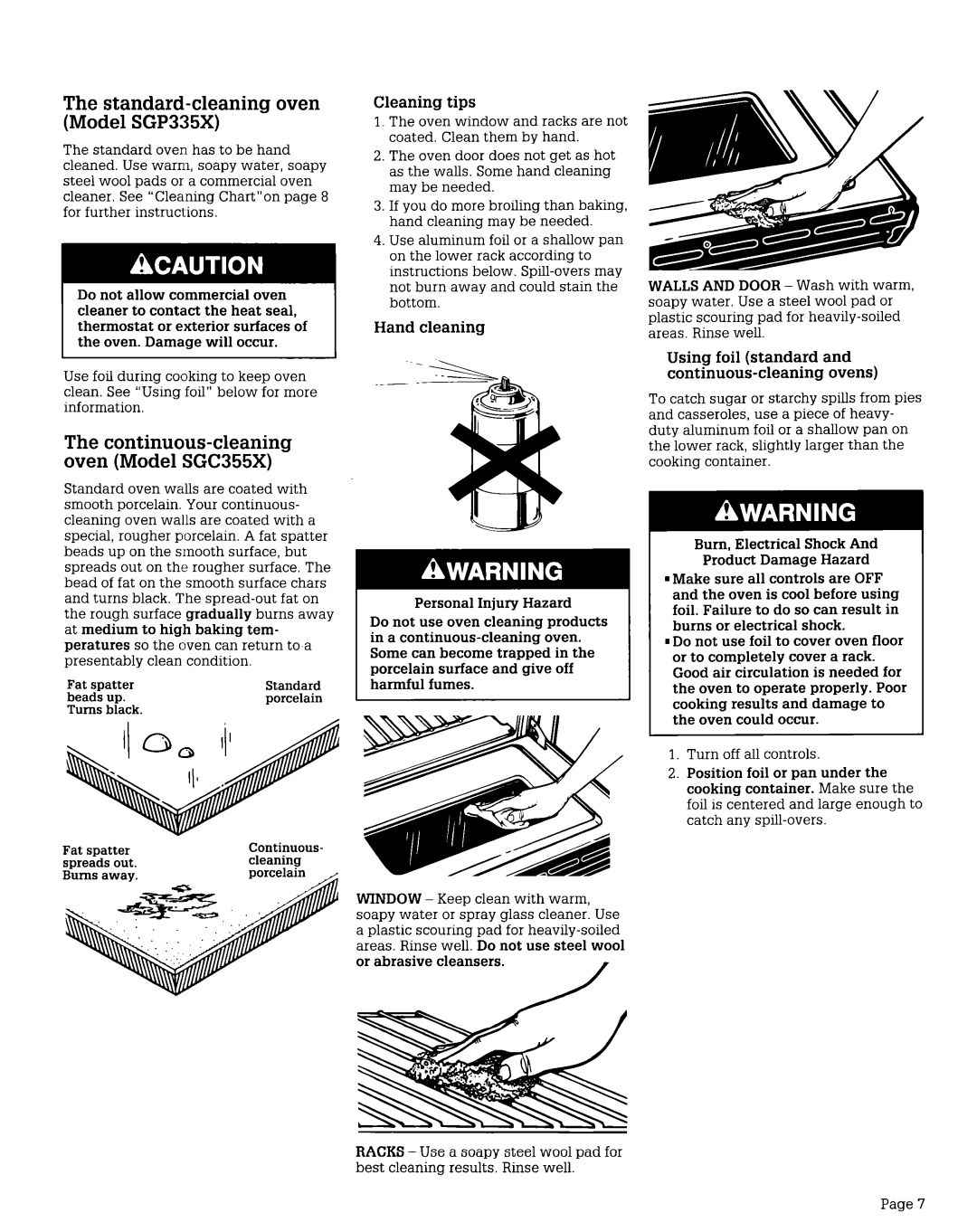 Whirlpool warranty Standard-cleaning oven Model SGP335X, Continuous-cleaning oven Model SGC355X 