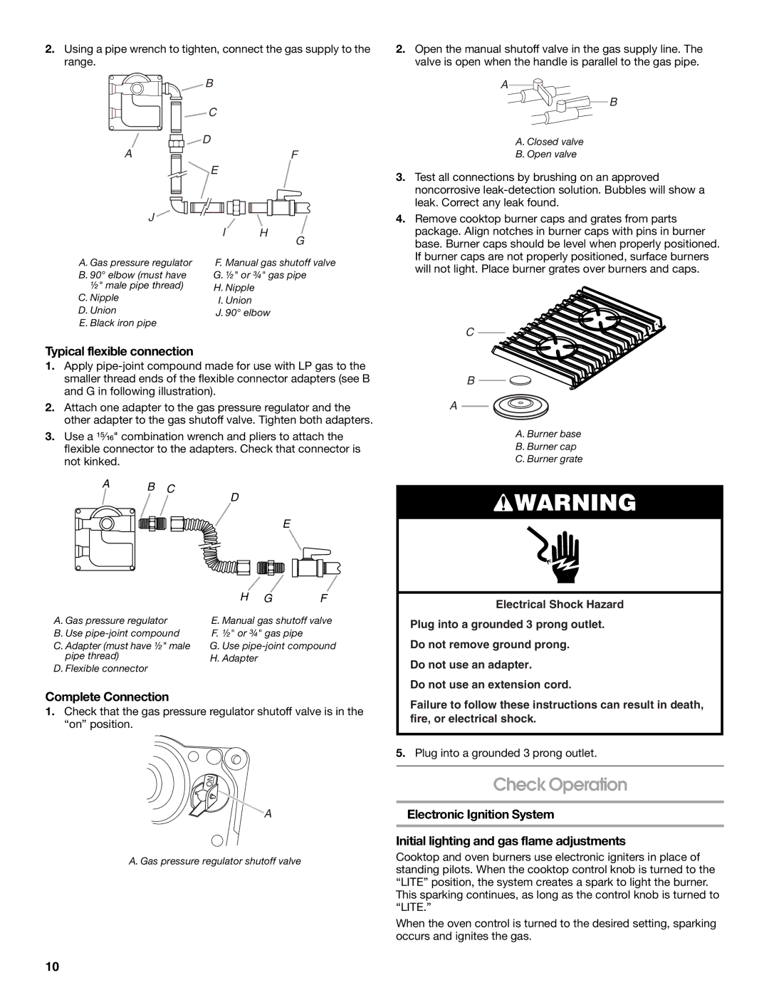 Whirlpool Slide-In Electric Ranges Check Operation, Typical flexible connection, Complete Connection 