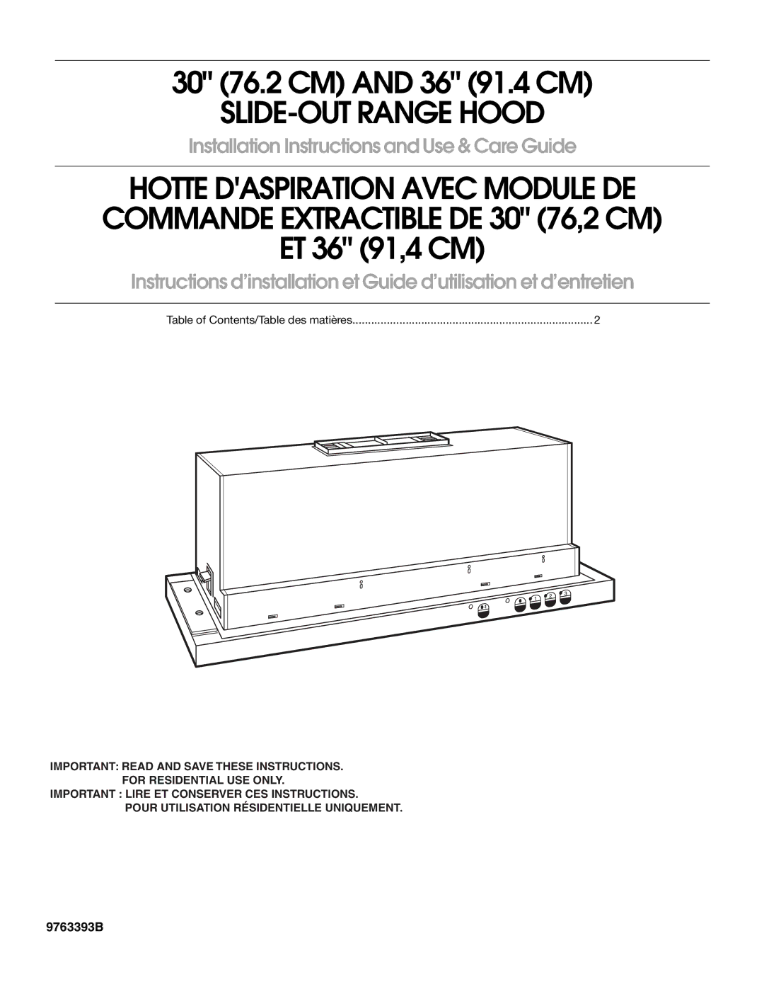 Whirlpool Slide-Out Range Hood installation instructions SLIDE-OUT Range Hood 