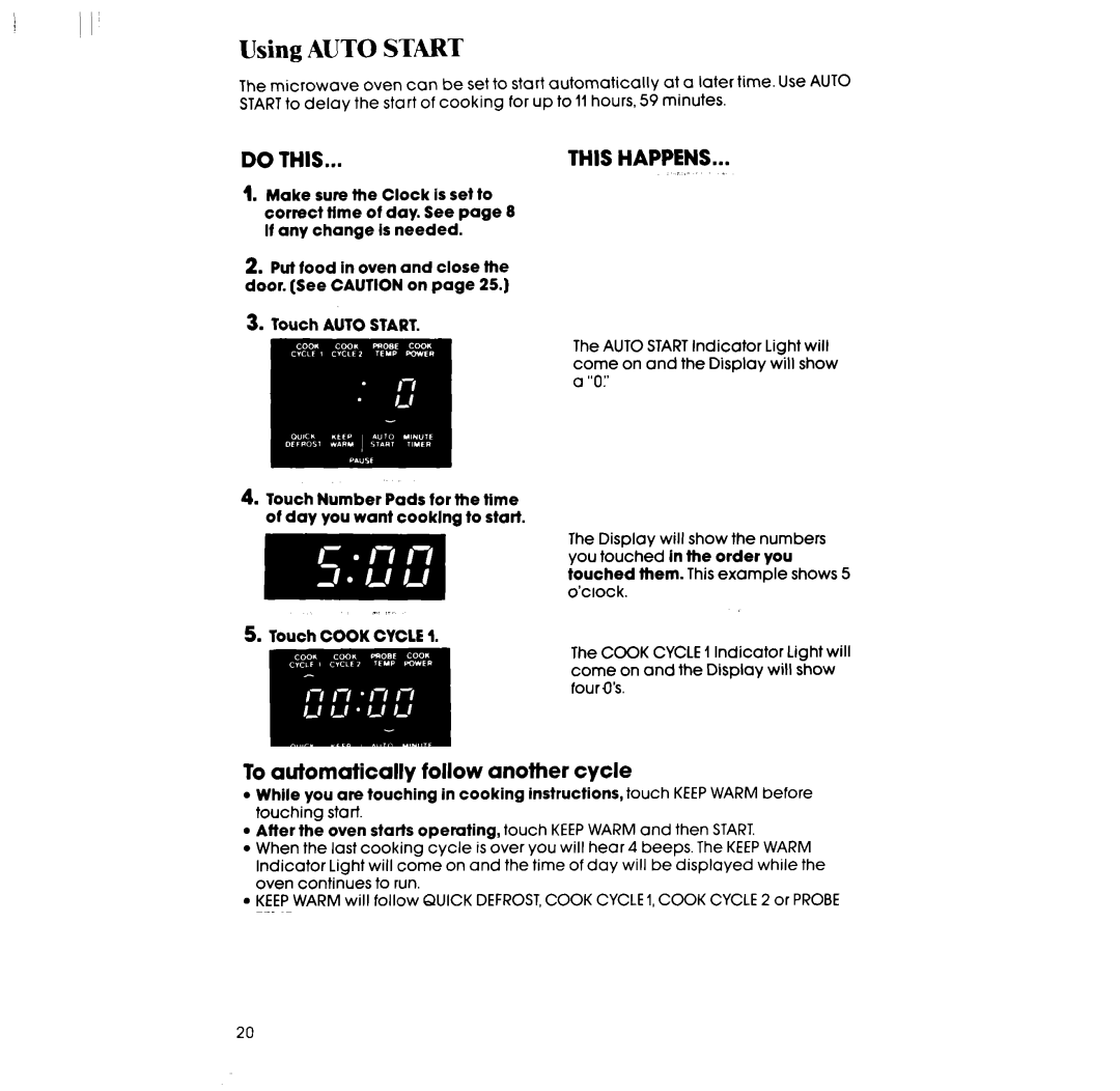 Whirlpool RM978BXP, SM958PEP, SM988PEP, RM988PXP, RM973BXP manual Using Auto Start 