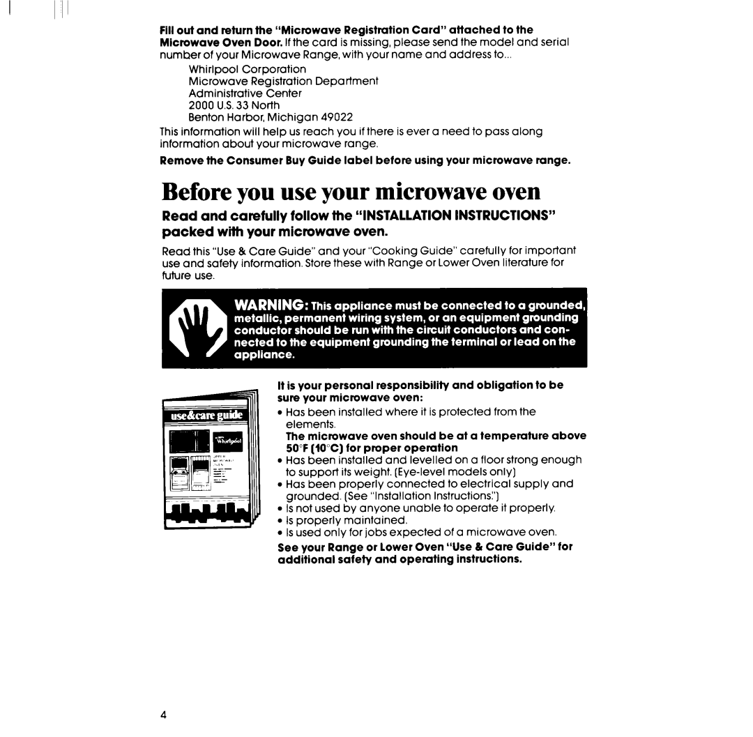 Whirlpool RM973BXP, SM958PEP, SM988PEP, RM988PXP, RM978BXP manual Before you use your microwave oven 