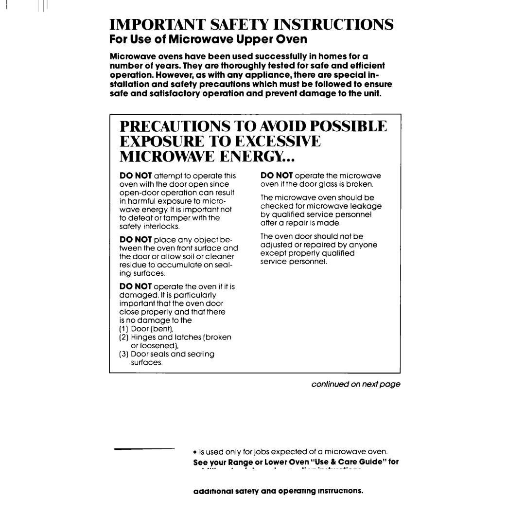 Whirlpool SM958PEP, SM988PEP, RM988PXP, RM978BXP, RM973BXP manual Important Safety Instructions 