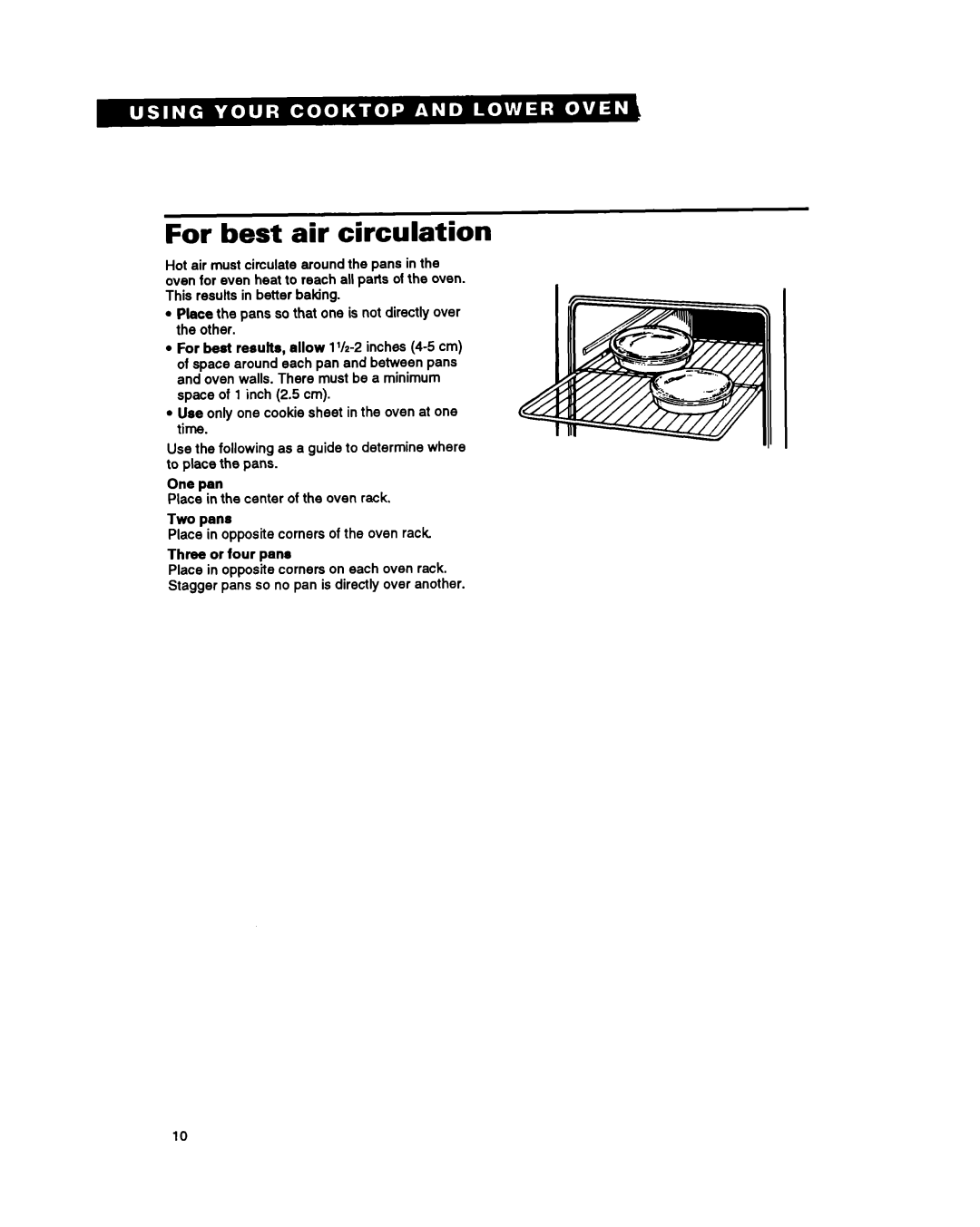 Whirlpool SM980PEY warranty For best air circulation, Three or four pans 