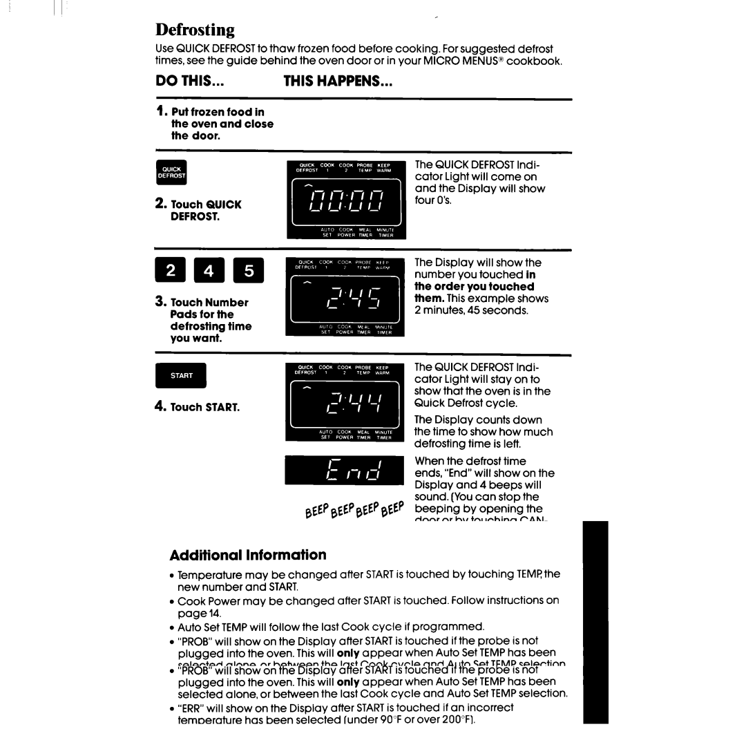 Whirlpool SM988PES, SM958PES manual Defrosting 