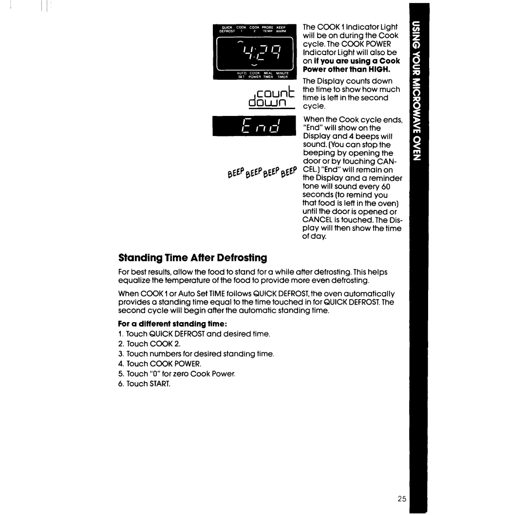 Whirlpool SM958PES, SM988PES manual Standing Time After Defrosting 