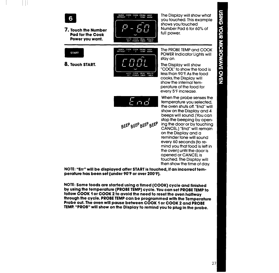 Whirlpool SM958PES, SM988PES manual Display will show what 