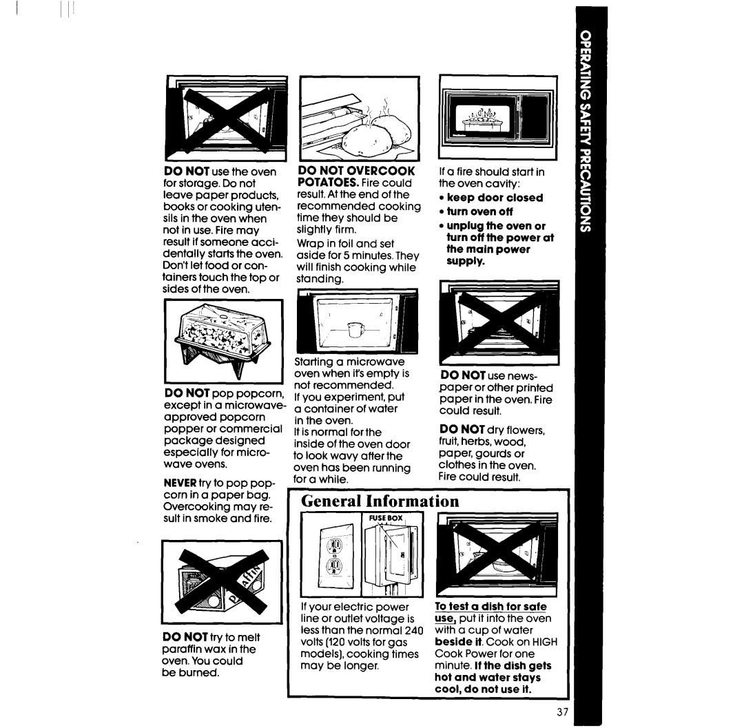 Whirlpool SM958PES, SM988PES manual General Information, Do not try to melt paraffin wax in the oven. You could 