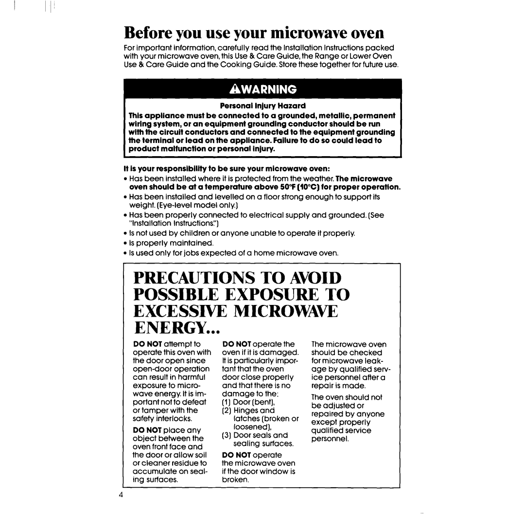 Whirlpool SM988PES, SM958PES manual Before you use your microwave oven 