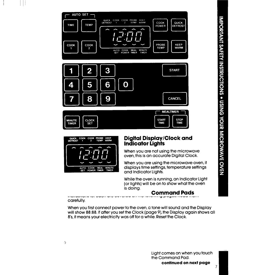 Whirlpool SM958PES, SM988PES manual Ital Display/Clock 8 icator Lights, Command Pads 