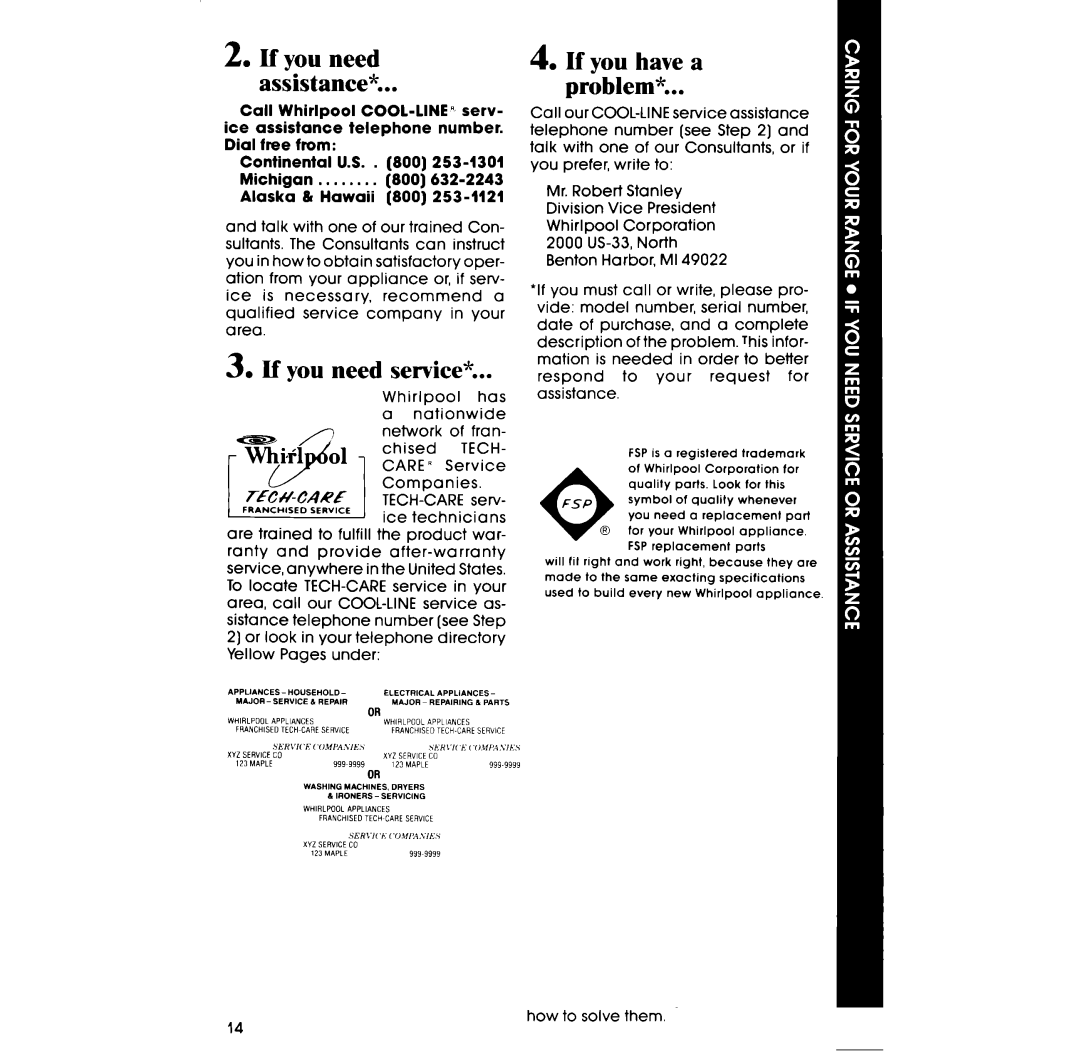 Whirlpool SS3004SR manual If you need service, If you have a Problem 