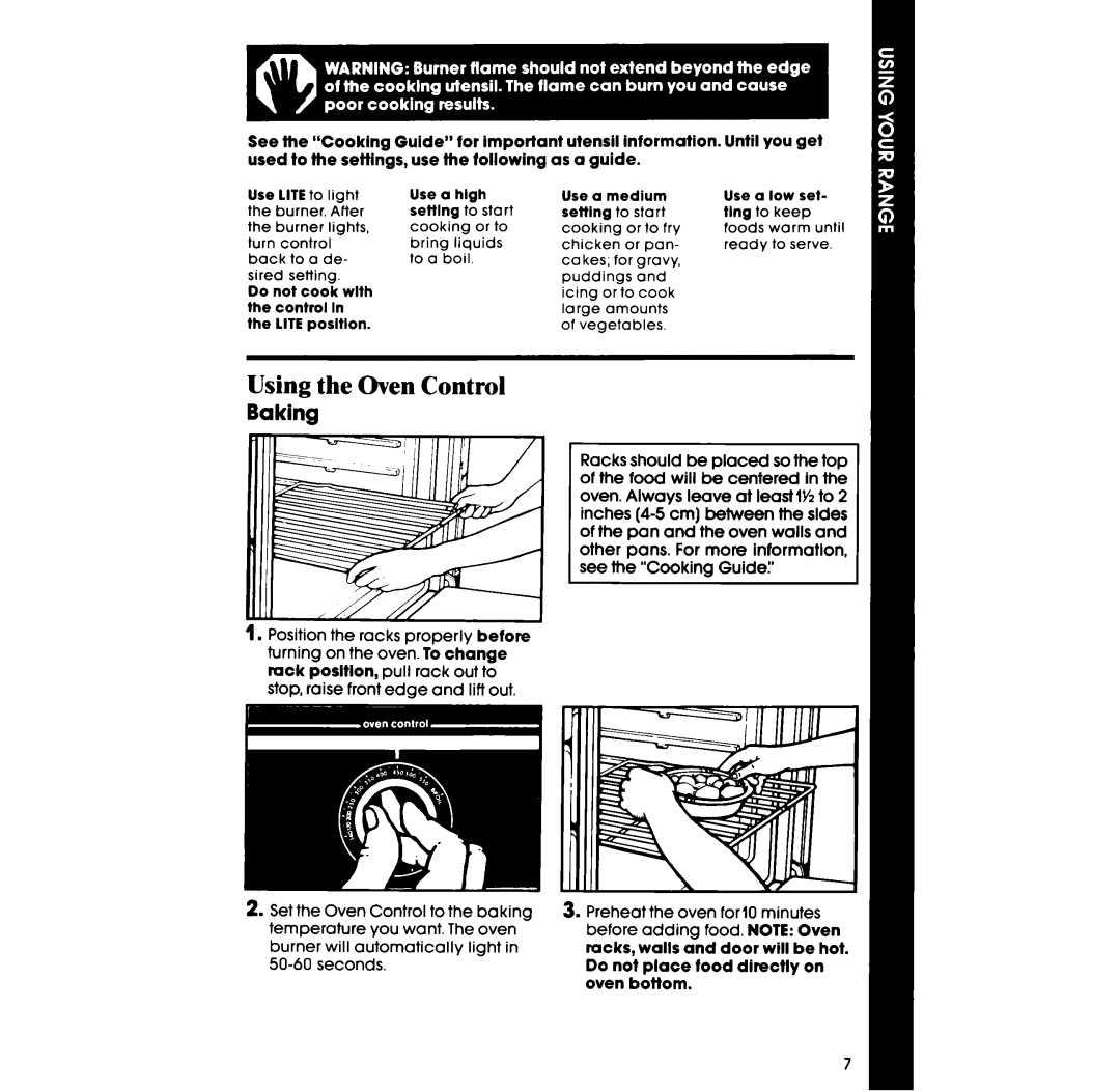 Whirlpool SS3004SR manual Using the Oven Control, Baking 