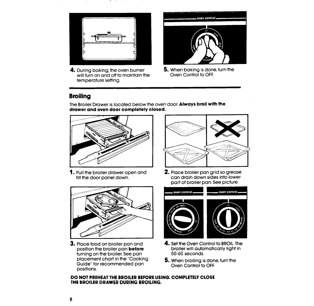 Whirlpool SS3004SR manual Broiling 