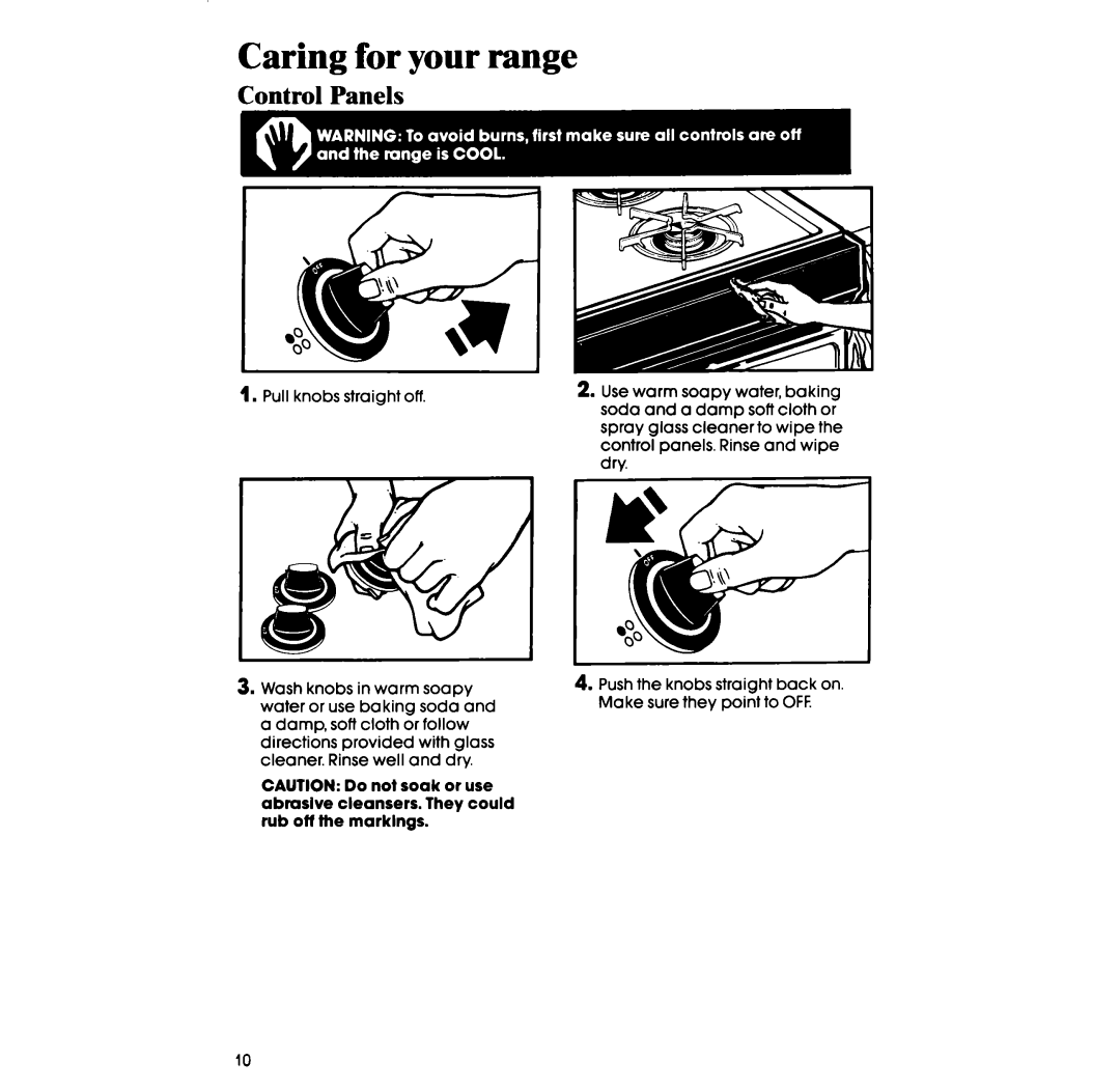 Whirlpool SS3004SR manual Caring for your range 