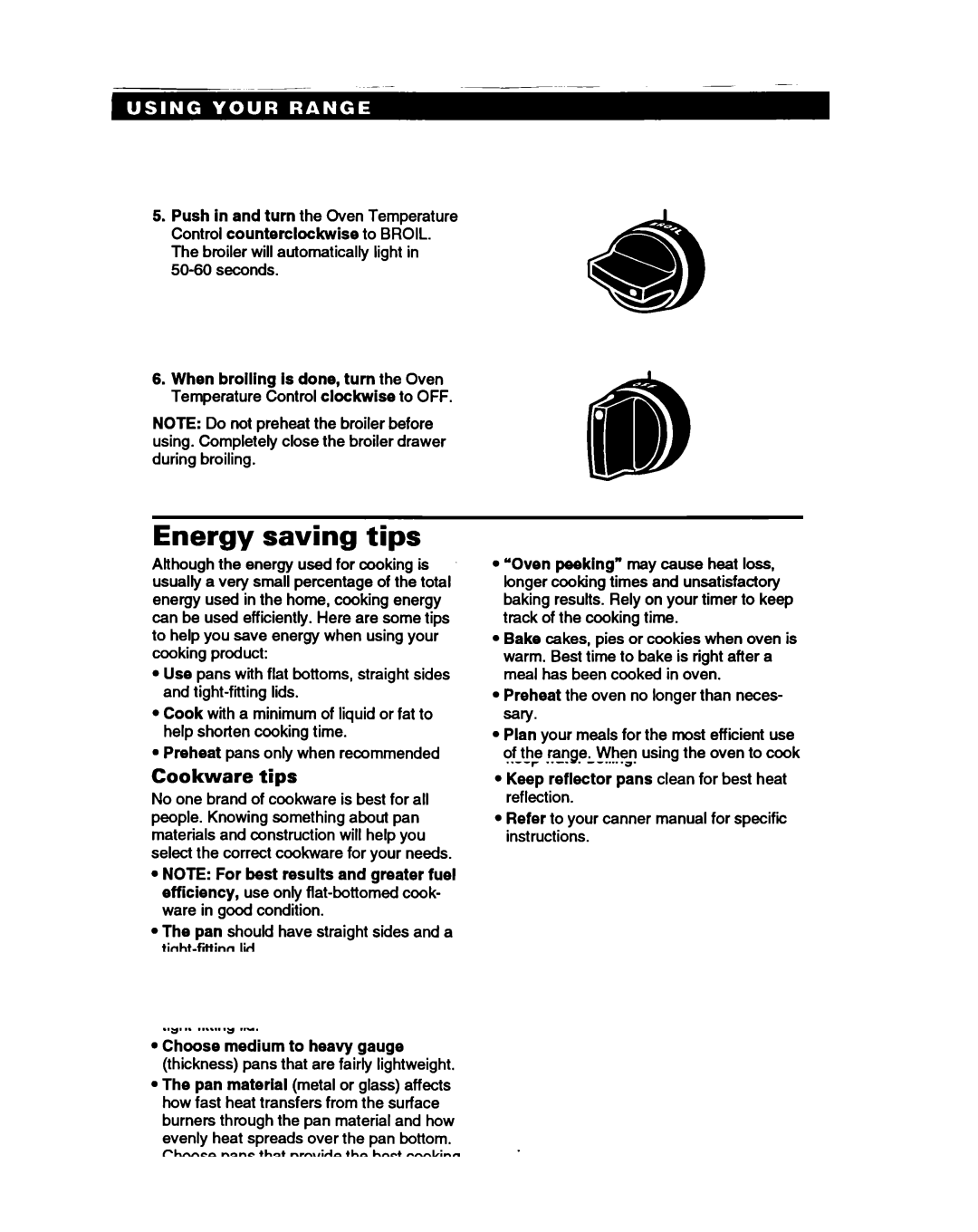 Whirlpool SS310PEB, SS330PEB warranty Energy saving tips 