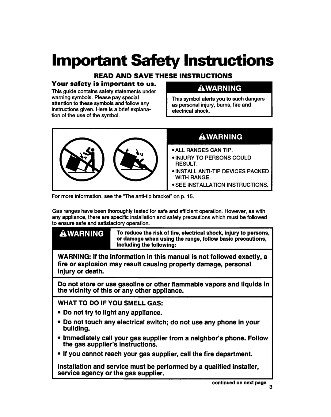 Whirlpool SS330PEB, SS310PEB warranty Important Safety Instructions, Your safety is important to us 