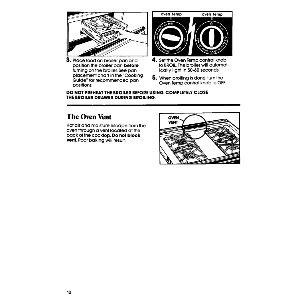 Whirlpool SS333PST, SS313PST, SS313PET, SS333PET manual Oven Vent 