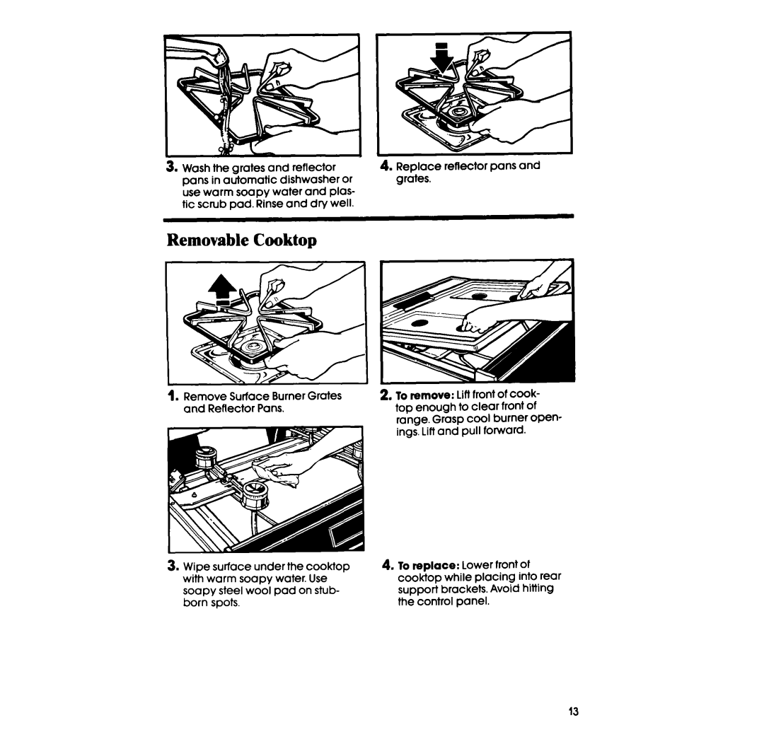 Whirlpool SS313PET, SS313PST, SS333PST, SS333PET manual Removable Cooktop 