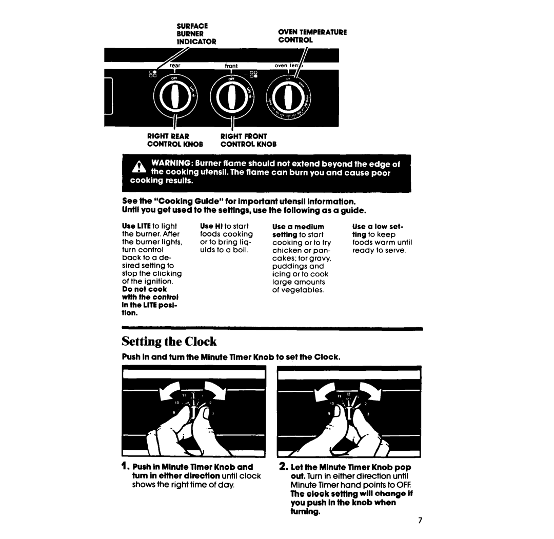 Whirlpool SS333PET, SS313PST, SS313PET, SS333PST manual Setting the Clock 