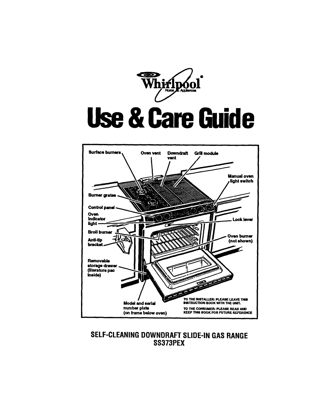 Whirlpool SS373PEX manual Surfacebumera Ovenvent, Grilmodub, Number plate 