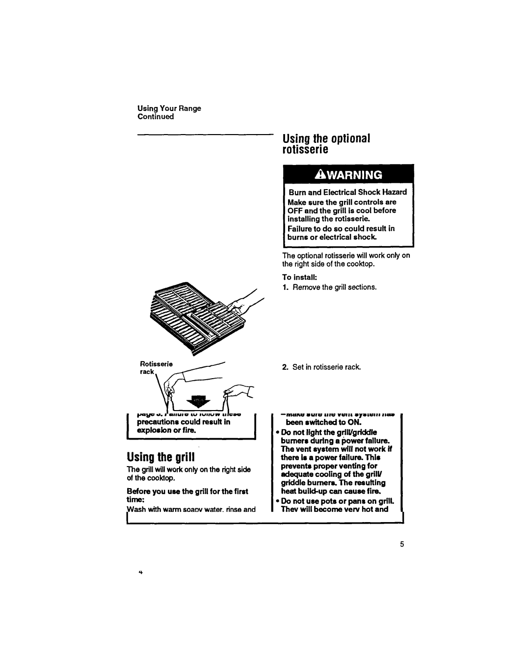 Whirlpool SS373PEX manual Using the optional rotisserie, Using Your Range 