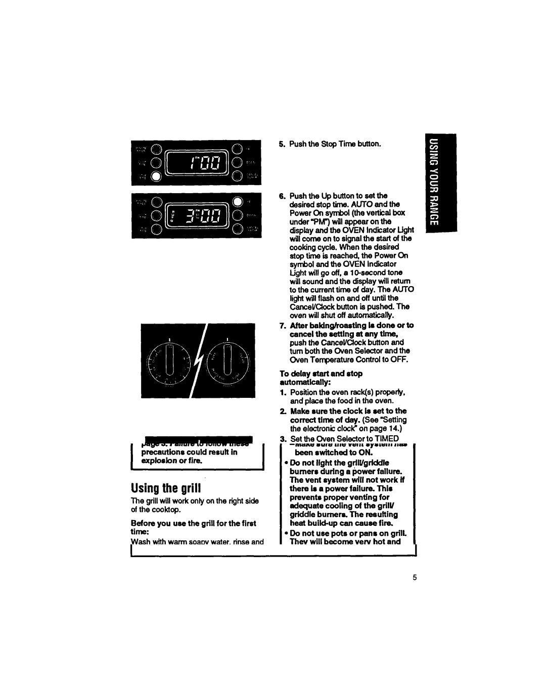 Whirlpool SS373PEX Push the Stop Time button, To delay start and etop automaticaity, Set the Oven Selector to Timed Bake 