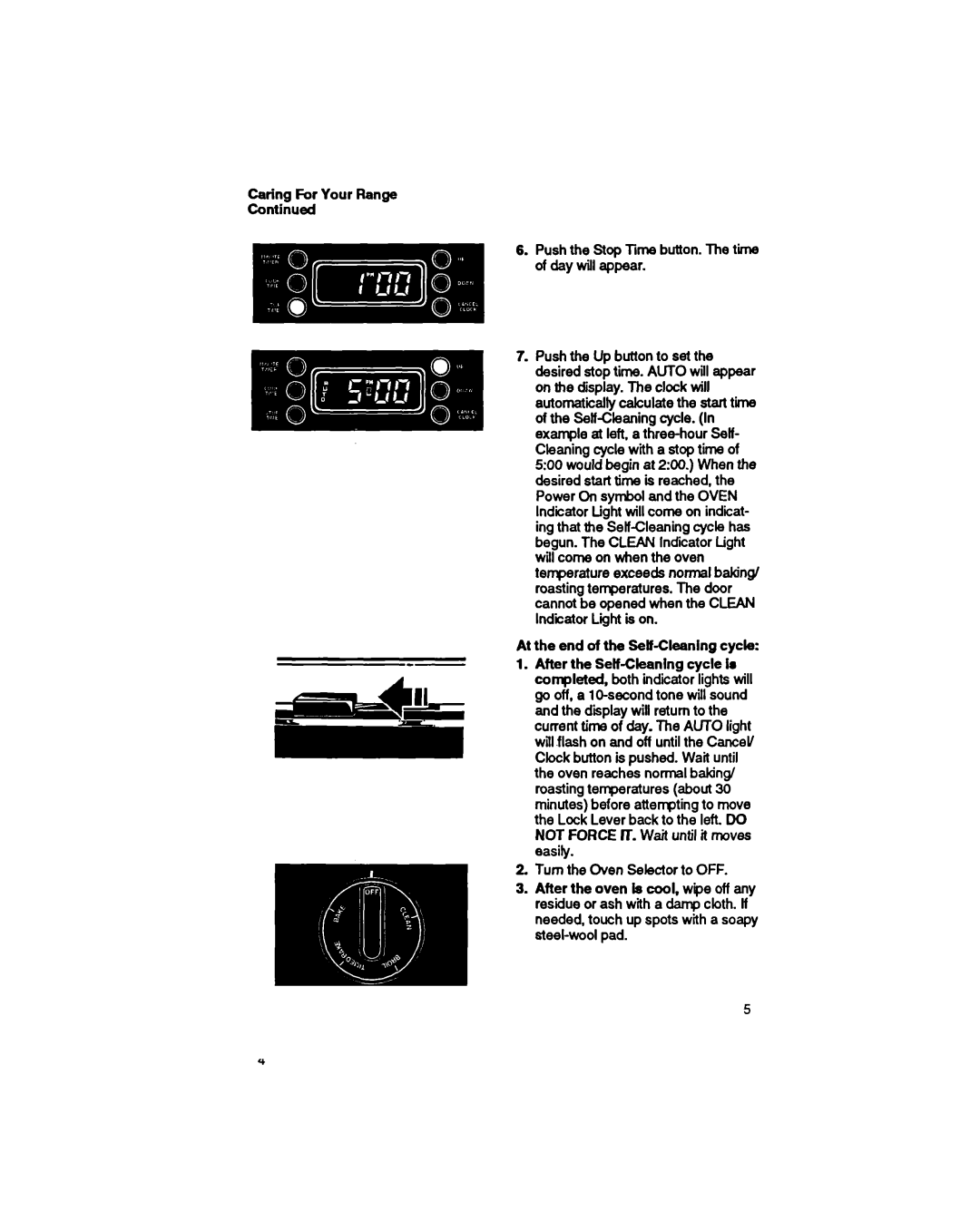 Whirlpool SS373PEX manual Caring For Your Range, At the end of the Self-Cleenlng cycle 