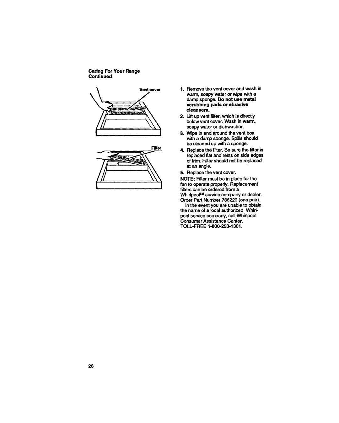 Whirlpool SS373PEX manual Caring For Your Range Continued 