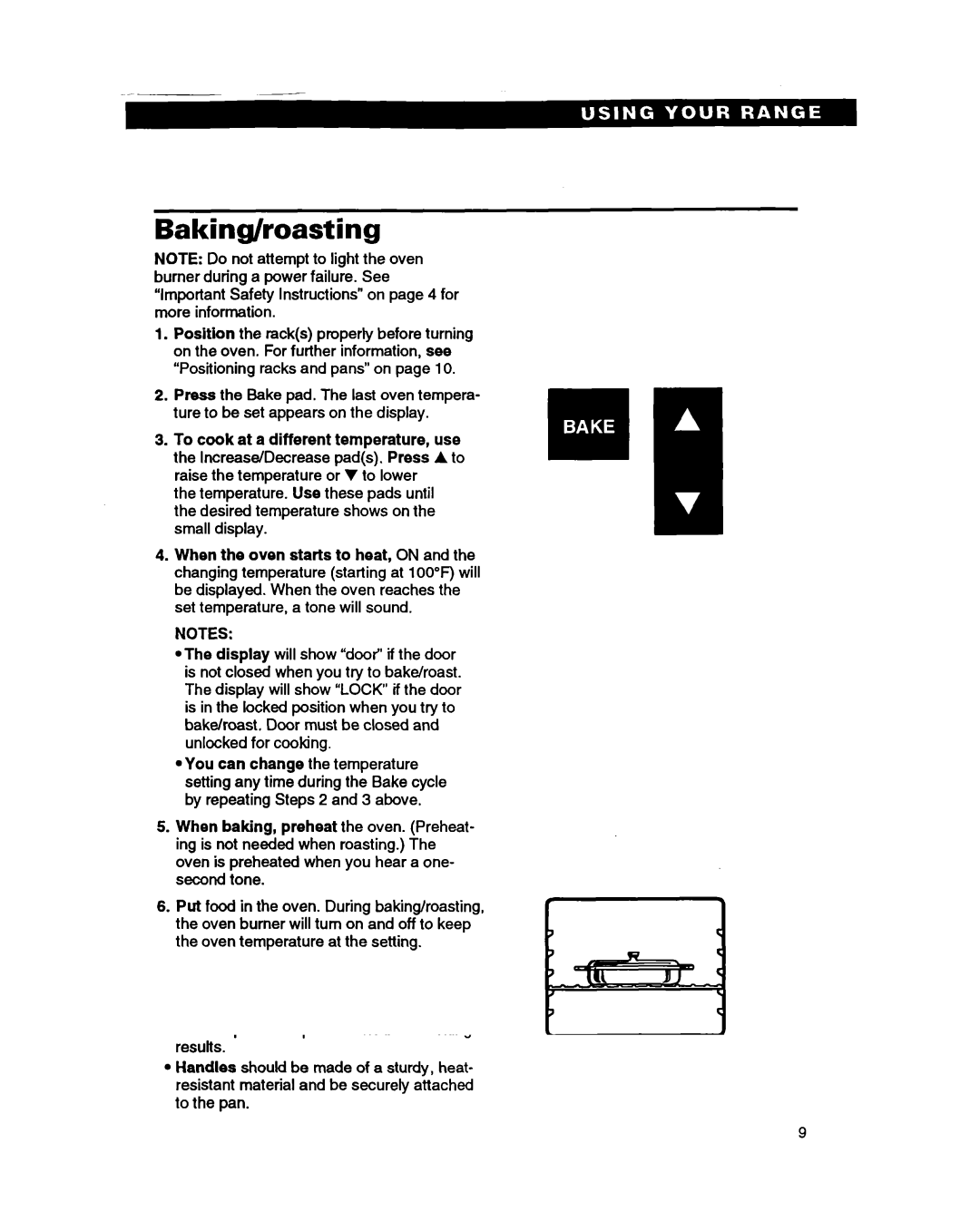 Whirlpool SS385PEB warranty Baking/roasting 