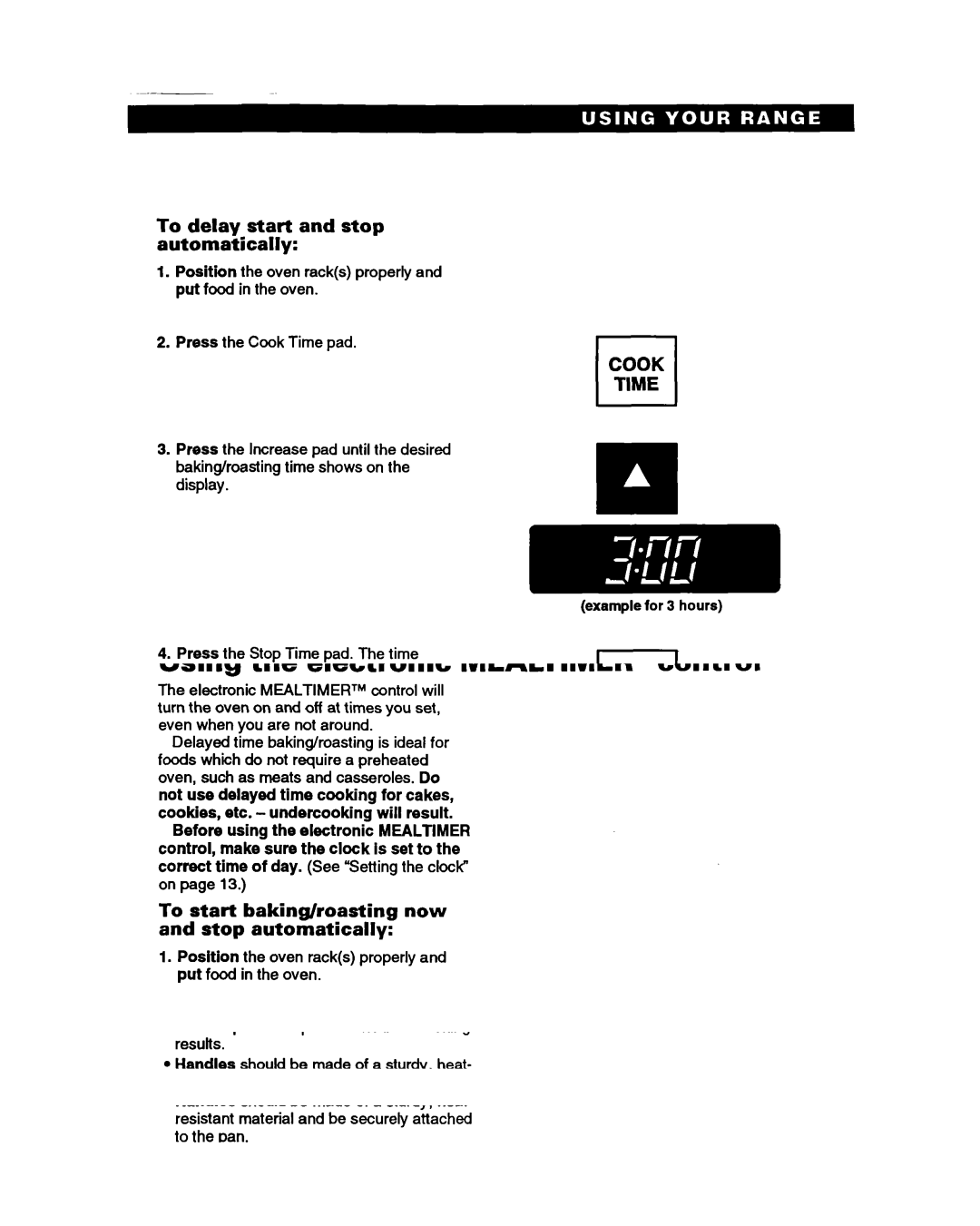 Whirlpool SS385PEB warranty To delay start and stop automatically, Example for 3 hours, Example for 7OO stop time 