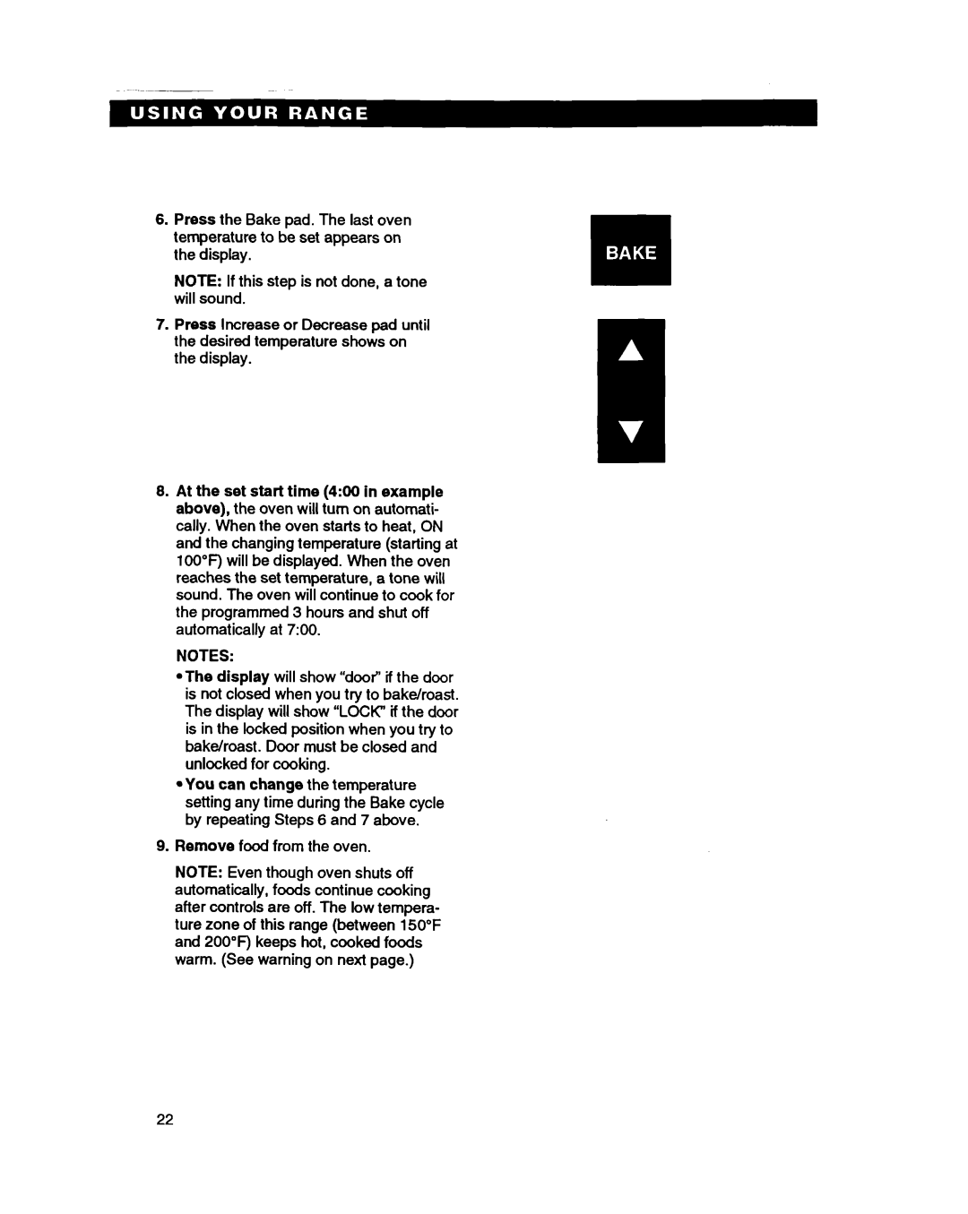 Whirlpool SS385PEB warranty Remove food from the oven 