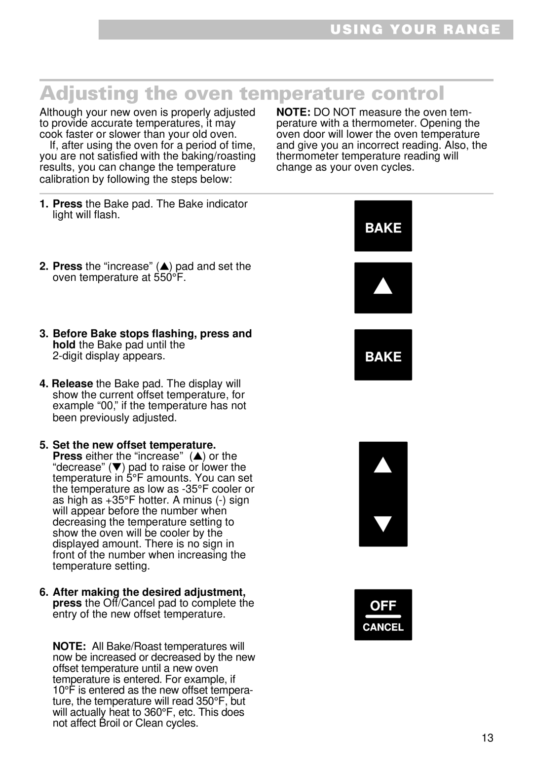 Whirlpool SS385PEE important safety instructions Adjusting the oven temperature control 