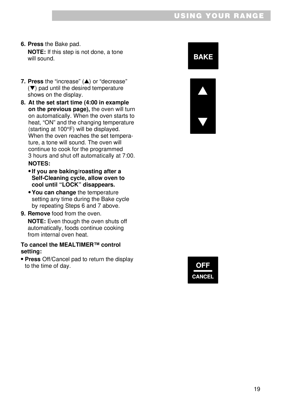 Whirlpool SS385PEE important safety instructions To cancel the Mealtimer control Setting 