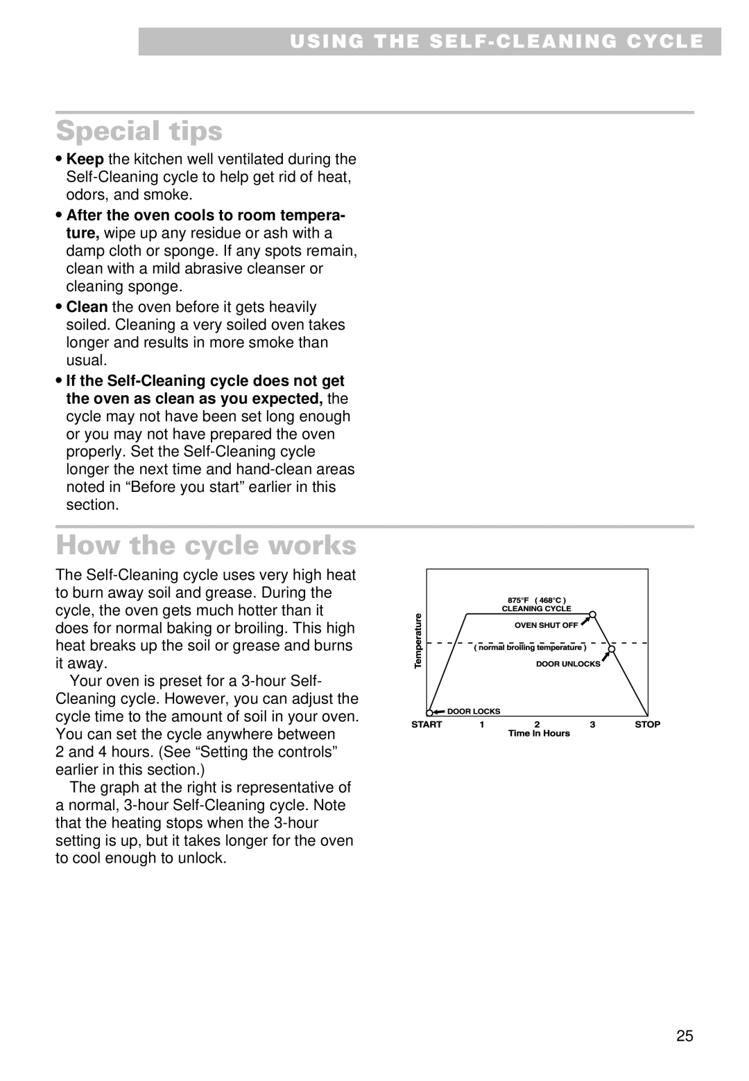 Whirlpool SS385PEE important safety instructions Special tips, How the cycle works 