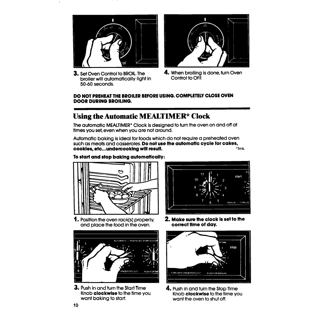 Whirlpool SS63OPER manual Using the Automatic MEALTIMER* Clock 