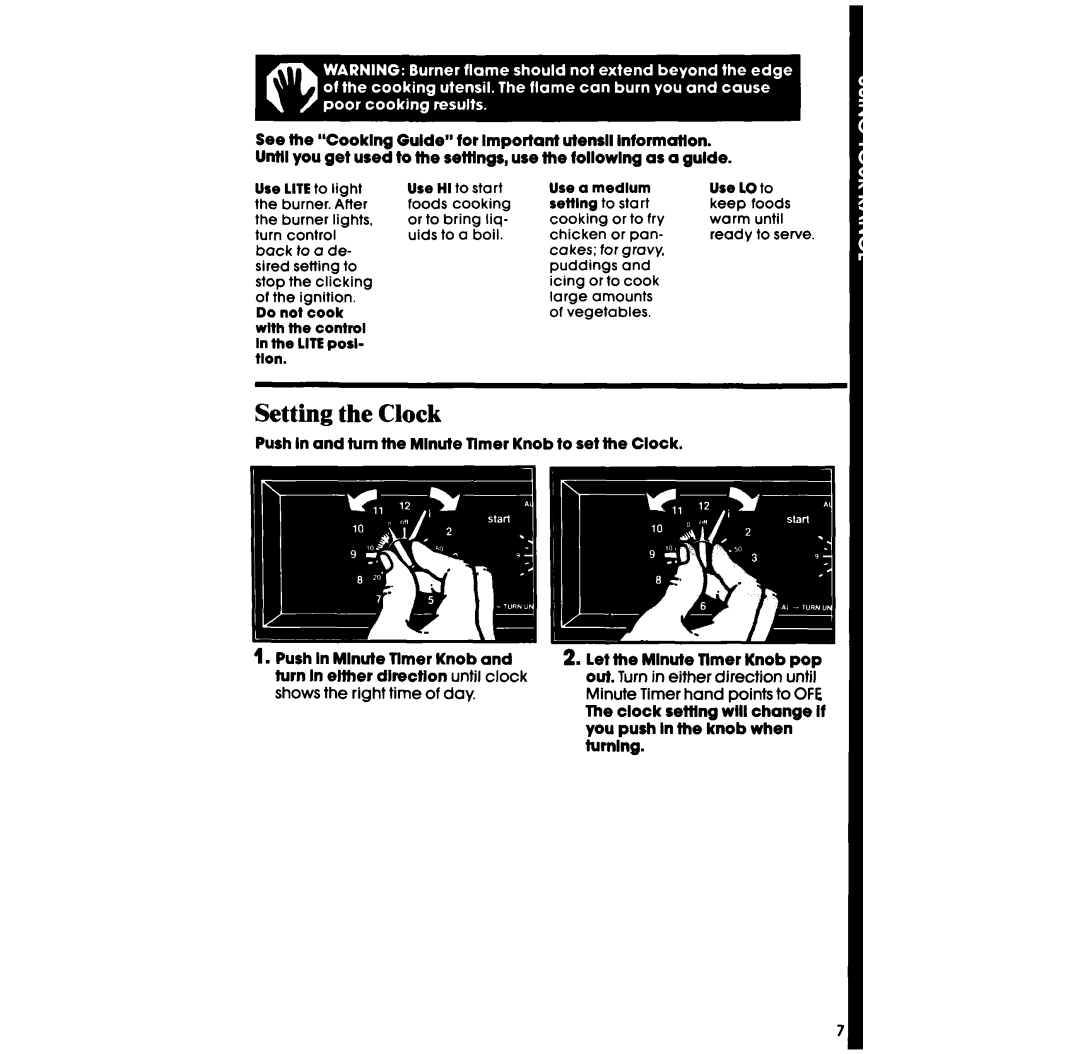 Whirlpool SS63OPER manual Setting the Clock 