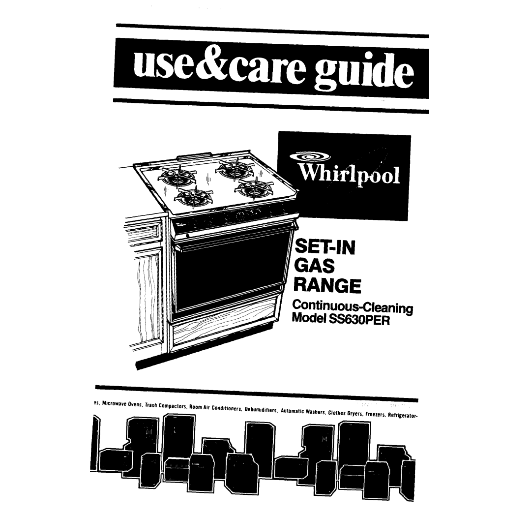Whirlpool manual Continuous-CleaningModel SS63OPER, Range, RefriEerator 